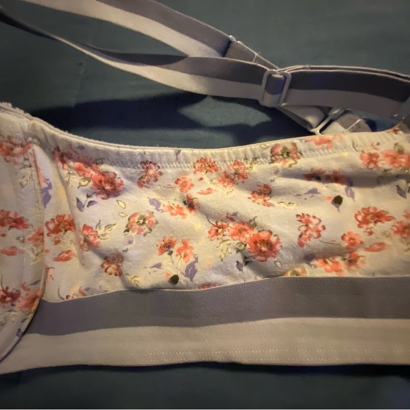 Cacique Blue Floral Cotton Plunge Bra Size 44 - Picture 8 of 9